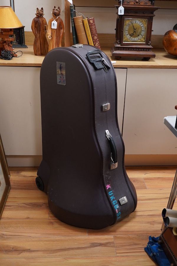 A cased Besson Sovereign tuba, together with three mouthpieces; an Alliance H2, and two by Denis Wick, London